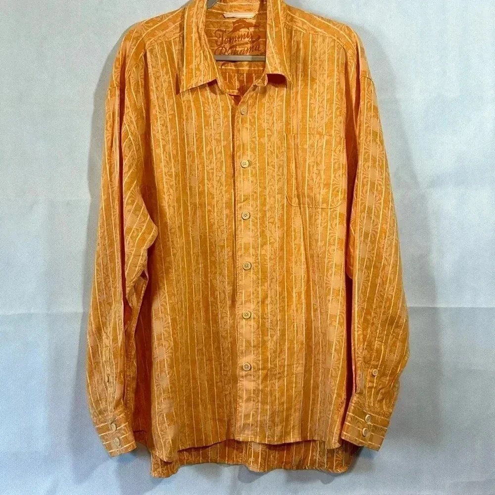 Mens TOMMY BAHAMA RELAX linen button down SHIRT beachy XXL sea life